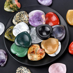 Hot Sales Natural Heart Worrystone Healing Stones Crystal Worry Stone Thumb Flint for Stress Relief Gift