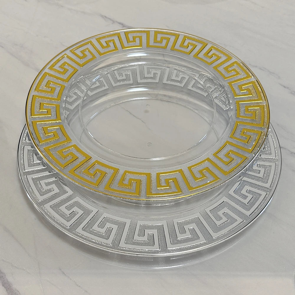 Wholesale Tableware Plastic Red Gold Sliver Dinner Charger Plates Cheap Decorative  for Banquet Wedding