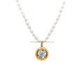 Wholesale 18K Real Gold Necklace with Genuine Rice Pearls Custom Diamond Pendant Chain Choker for Women's Wedding Jewelry