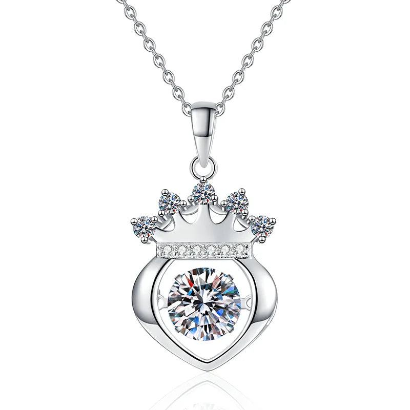 Fine Jewelry D Color 1.0Carat Moissanite Necklace S925 Sterling Silver Necklace Smart Crown Valentine's Day Gift for Women