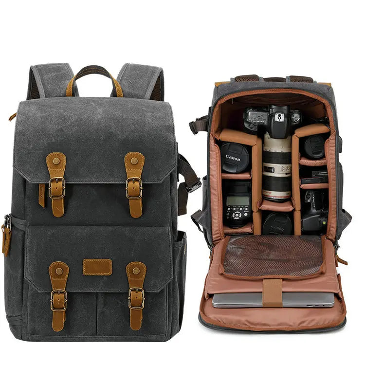 Custom Waterproof Canvas Crossbody Messenger Backpack for Men Women Laptop Gear Camcorder DSLR Camera Video Bags Photography