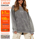 Wholesale Drop Shoulder Blank Plain Acid Wash Sweatshirt French Terry  Crew Neck Crewneck Oversized Sweatshirt for Women