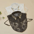 LHY Elegant Detachable Lace Shirt Collar Women Fake Collar Fashion Embroidery Ruffles Chiffon Beaded Crystal Floral Design