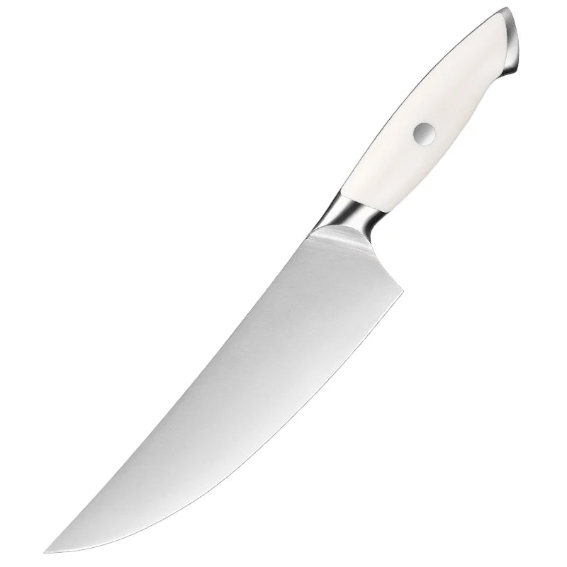 Premium 8 Inch Curved Cimeter Kitchen Knife Premium Butcher Breaking Knife ABS Handle 5CR15 Stainless Steel Blade Carbon Steel