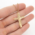 Factory Direct Sale Spring New Stainless Steel Plant Life Tree Pendant Necklace Ladies Cross Shelf Stainless Steel Necklace