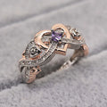 CAOSHI Love Rose Gold Plated Hearts Shaped Jewelry 925 Silver Cubic Zirconia Purple Crystal Engagement Promise Ring for Women