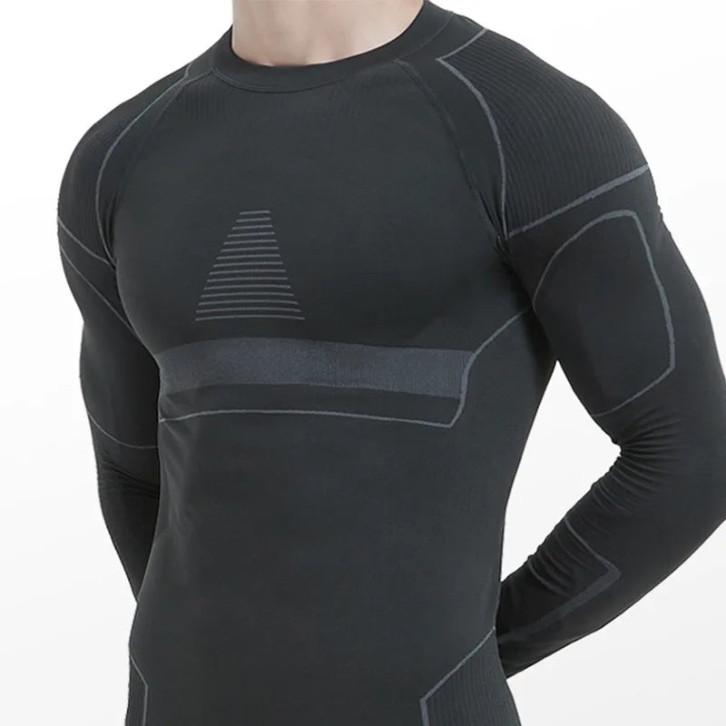 Men's High Elasticity Seamless Thermal Underwear Outdoor Skiing Print Sports Pants Elastic Waist Four-Way Stretch Breathable