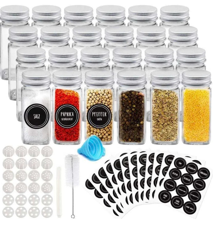 24PCS SET HOT SELLING 4OZ 120ML SQUARE GLASS SPICE SHAKER JARS