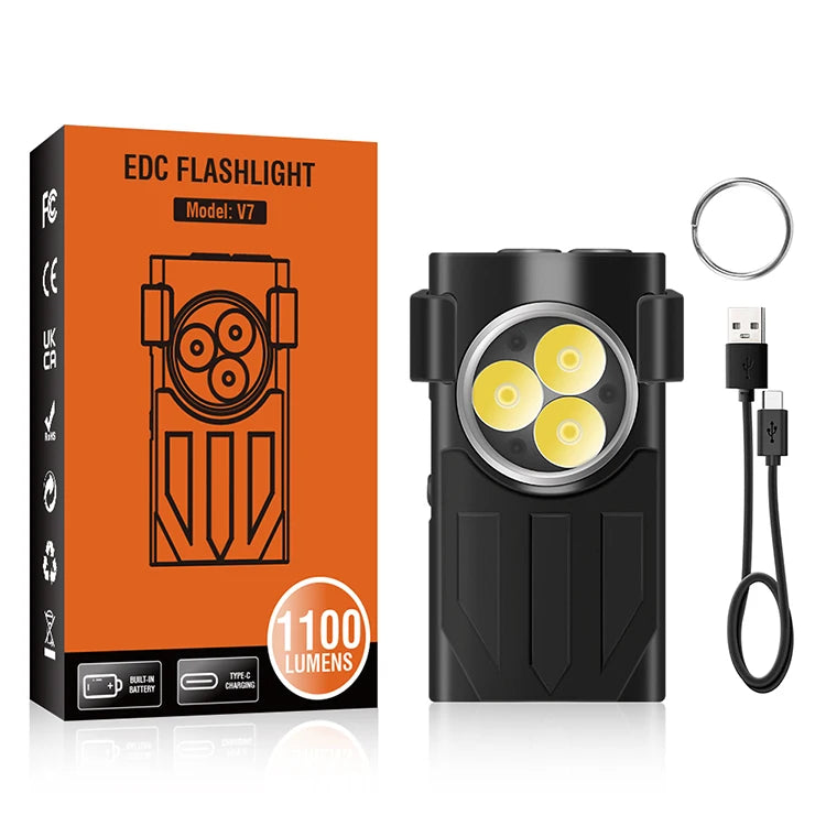 Boruit V7 1100 Lumen  Multiple Mini Portable UV Light Fast USB C Charging  IPX5 Waterproof LED Flashlight With Memory Function