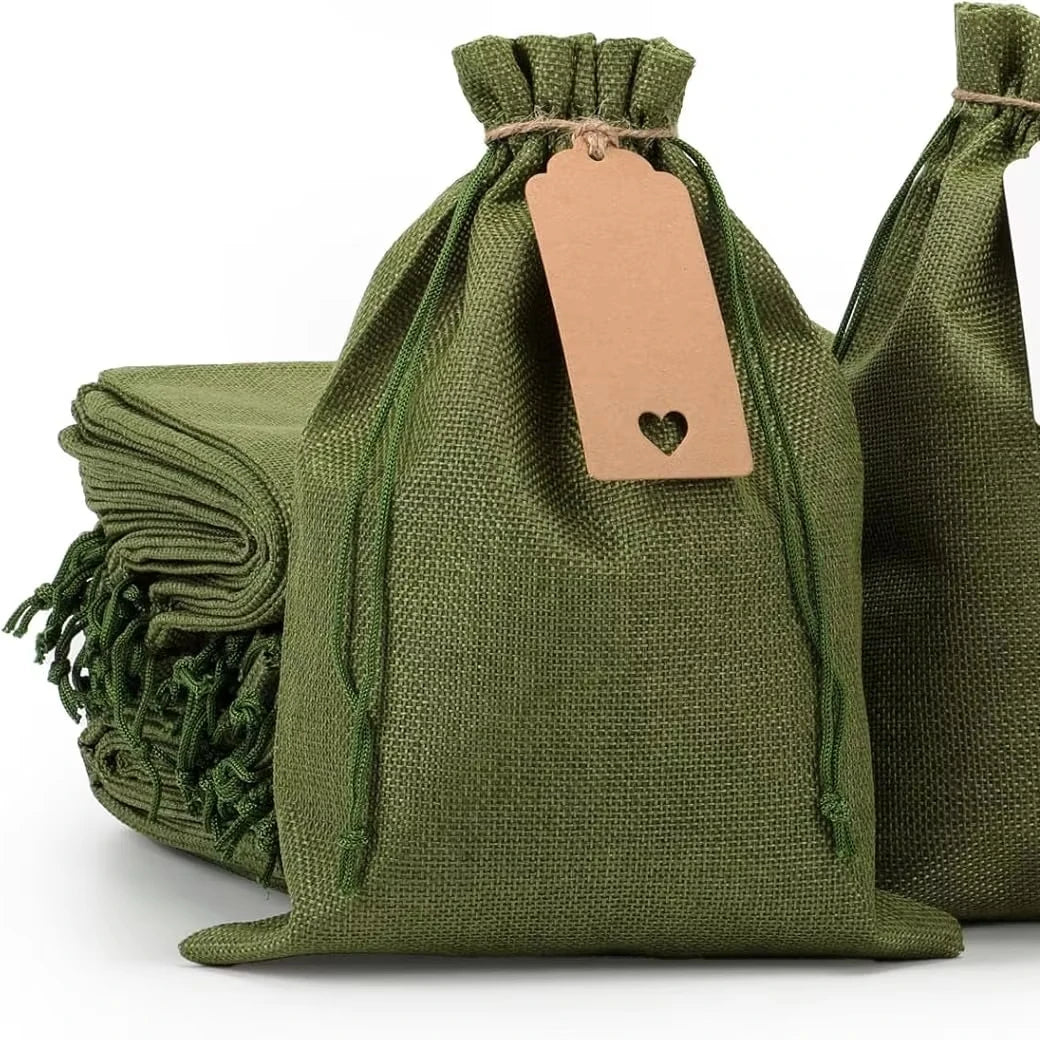 5x7" Reusable jute hemp  Burlap Gift Bags With Drawstring