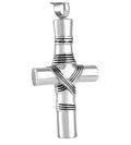Vintage Cross Ribbon Ashes Pendant Cremation Urn Necklace Keepsake Memorial Stainless Steel Jesus Cross Human Holder Religious