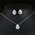 2025 Hot Sale 18k Gold Plated Sparkle Crystal Fine Jewelry Jewelry Sets Water Drop Pendant Zirconia Jewelry Set for Wedding