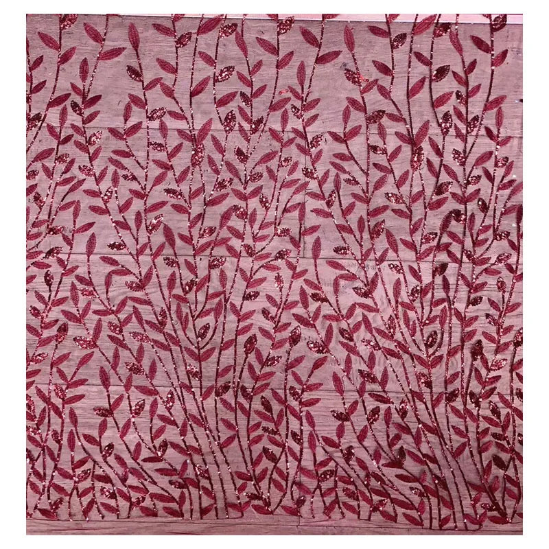 New Multi Colored Mesh Wild Grass Sequin Fabric Women's Dress Stage Wear Bead Embroidery Fabric for Dress