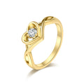 Alin Classic Heart Shape Zircon Stone Stainless Steel 18K Gold Plated Wedding Ring Wholesale for Girls and Women