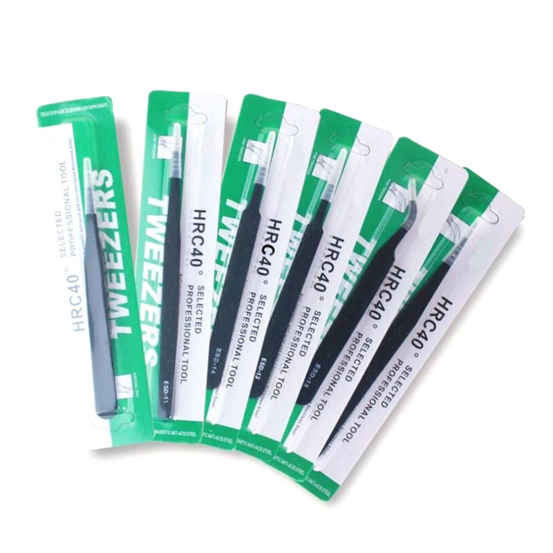 OEM Stainless Steel Eyebrow Tool Straight or Curved Eyelash Tweezers Black Pointed