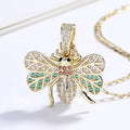 Insect Shape Green and Red Charm Pendant With Chain Zircons New in Fashion Fine Jewelry Necklace for Women