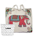 Custom logo Hot Sale Thailand Bangkok Elephant Double-Sided Pattern Canvas Cotton Rope Single-Shoulder Ladies Luxury Beach Tote