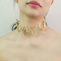 HANSIDON New Arrival Fashion Wave Multi Layer Design Choker Glossy Gold Plated Hoop Collar Necklace for Women Wedding Jewelry