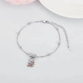 Fashion Children Jewelry S925 Sterling Silver Pink Zircon Unicorn Chain Bracelet