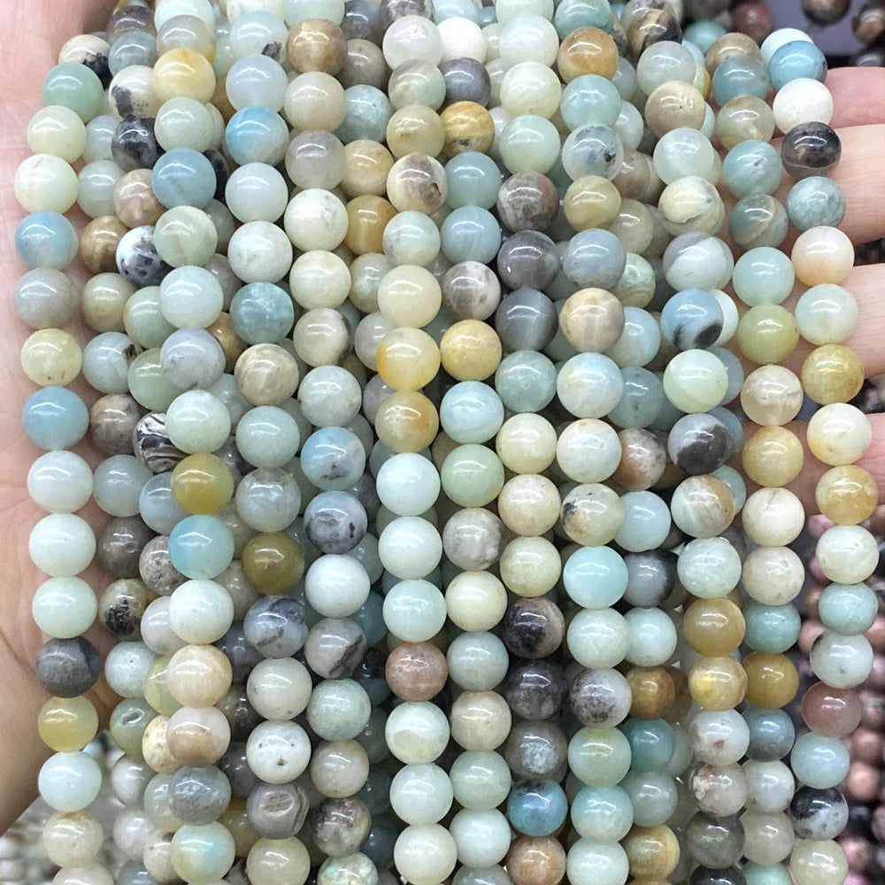Natural Amazonite Stone Beads 4/6/8/10/12mm Loose Beads for DIY Jewelry Making Blue Color for Bracelets & Necklaces Wholesale