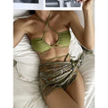 New Solid Color Designer Swimwear Bandage Wholesale Bikini Swimsuit Three Piece Beach Swimwear