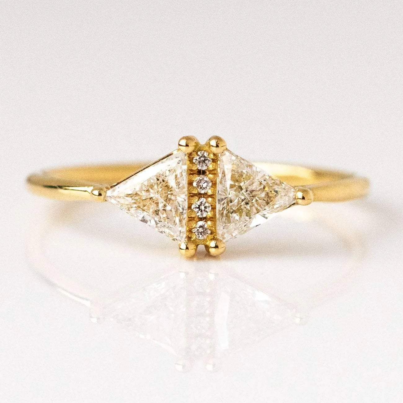 LOZRUNVE 925 Sterling Silver 18k Gold Plated Cubic Zircon Triangle Geometric Stack Ring Women