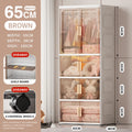 Living Room Bedroom Double Door Plastic Wardrobe Cabinet Folding Storage Box Wardrobe with Clothes Hanger 3 Layers Cabinet