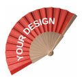 Promotional Hot Sales 23 cm Customized Polyester Wood Hand Folding Fan Beautiful Outdoor Dance Wood Hand Plastic Crafts