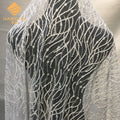Bridal Wedding Design Dubai White Sequin Tulle Beaded Embroidery Tulle Lace Fabric