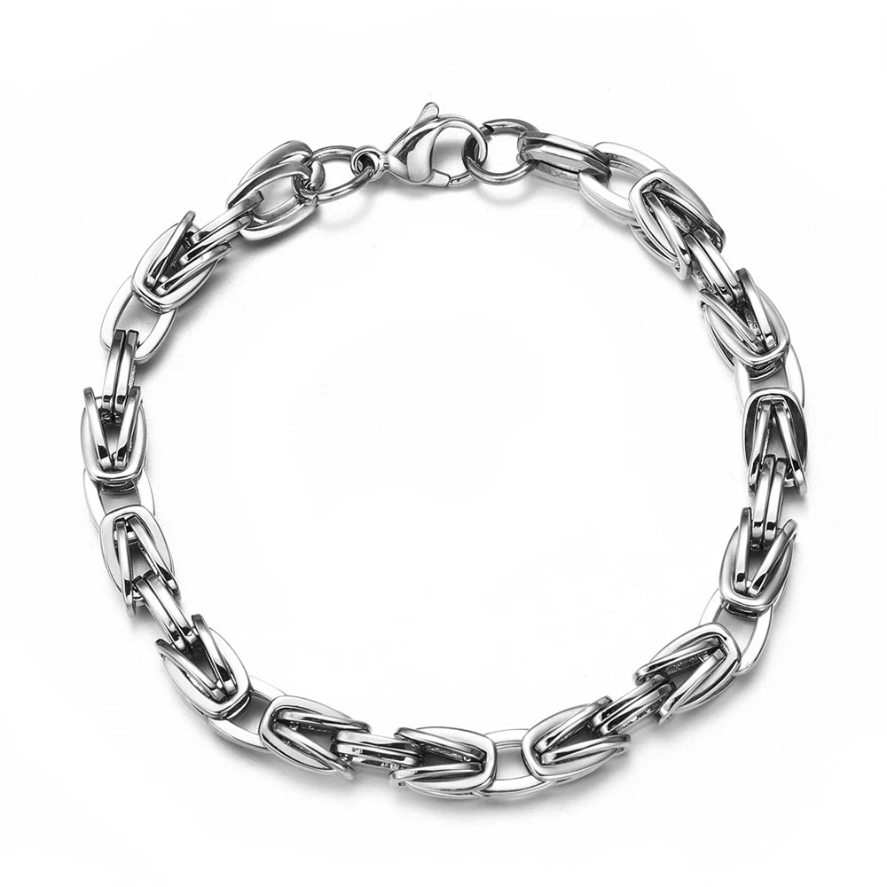 Mans Vintage Black Plated Stainless Steel Rhombic Shaped Chain Bracelets