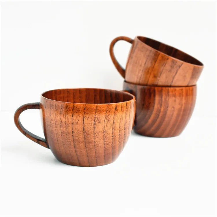 Natural Jujube Wood Eco-Friendly Durable Creative Cup with Handle for Coffee Tea Water Gift Drinkware