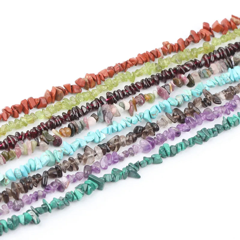 5-8mm Wholesale Crystal Quartz Tumbled Chip Stone Irregular Shaped Drilled Gravel Loose Beads Strand for Jewelry Making 33"