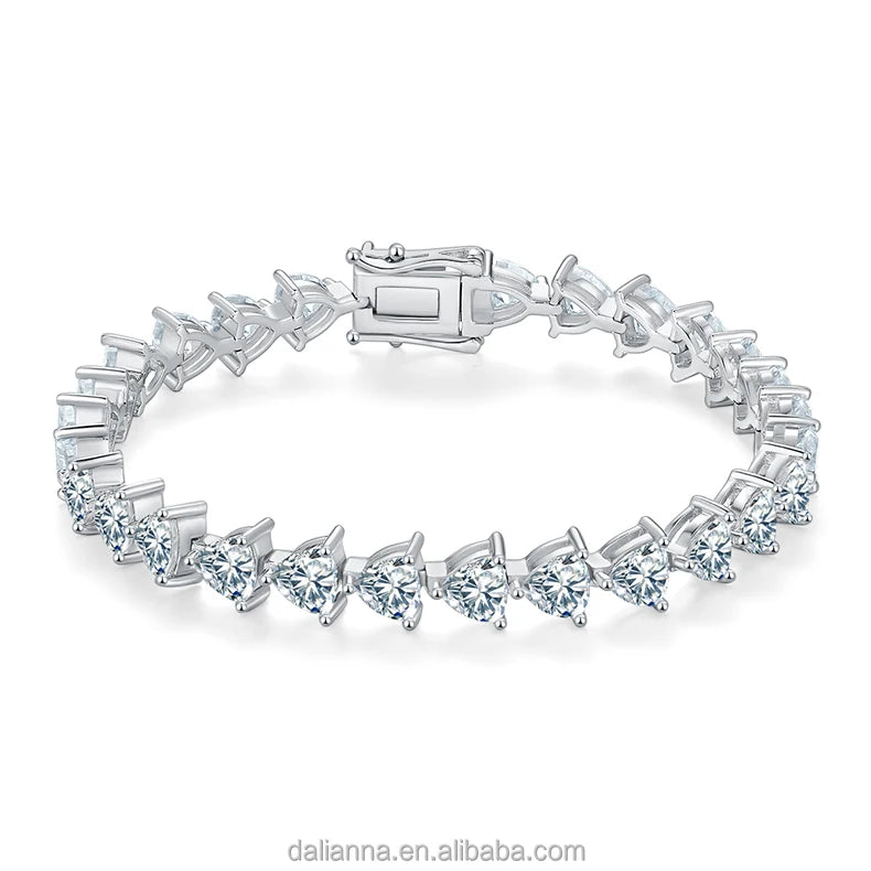 Genuine Infinity Bracelet Silver 925 Triangle Cut 0.5Ct Vvs Moissanite Diamond Lab Grown Moissanite Womens Tennis Bracelet