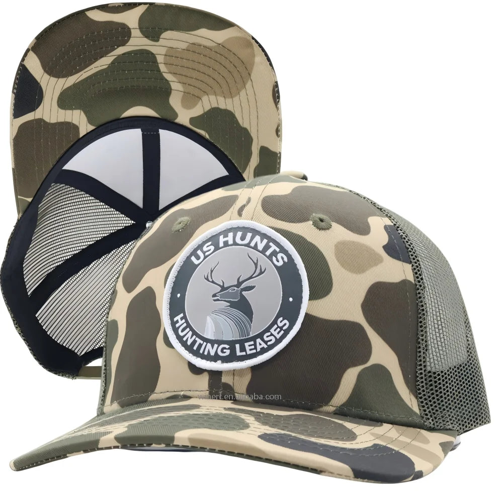 Camouflage Customizable Snapback Mesh Custom 3D Embroidered Leather Patch logo Sport Baseball Cap Richardson 112 Trucker Hat