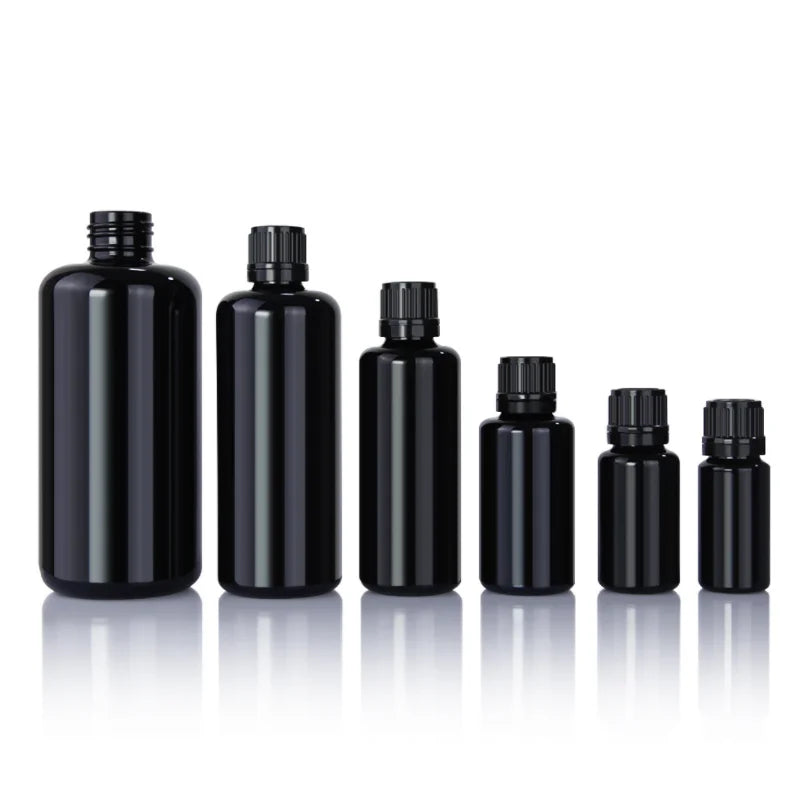 Stock 5ml-100ml Original Black Essential Oil & Face Cream Glass Bottle with Euro Dropper