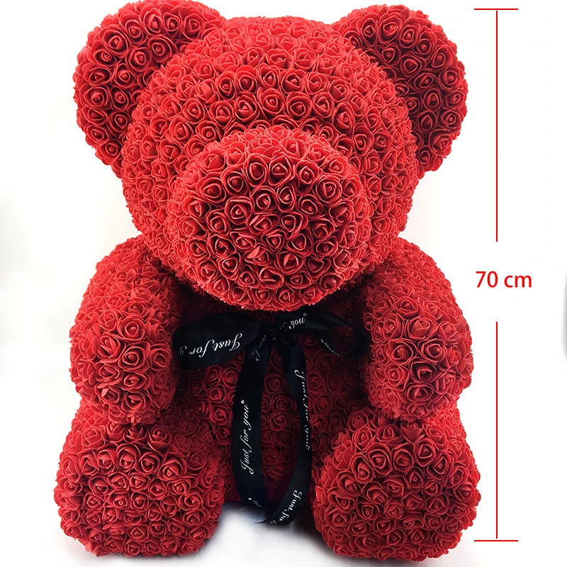 Every Love Best Christmas Valentine Day Gift Items 70cm Giant Teddy Bear Foam Rose Teddy Bear Giant Artificial Rose Bear Teddy