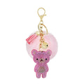 Hot Selling Fashion Bag Accessories Car Pendant Cute Pompon Heart Rhinestone Keychains Custom Fur Keychain