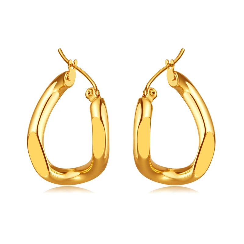 Minimalist Irregular 18k Gold Plating Earrings for Women Non Tarnish Waterproof Jewelry