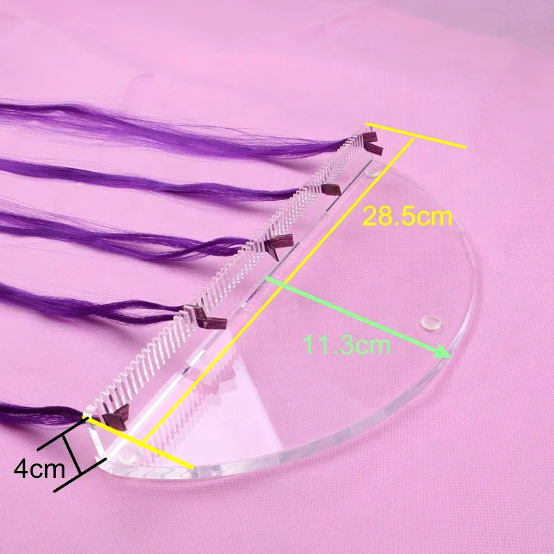 Desktop Clear Acrylic Human Hair Extension Wig Clip Display Stand with 70 Teeth Capacity