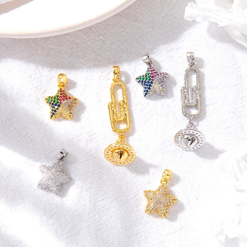 14K Gold Zircon Planet Saturn Pendant Diy Handmade Necklace Bracelet Single Charms Material Accessories for Jewelry Making