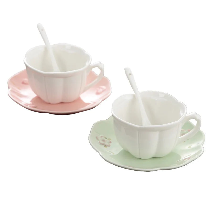 Hot Sale Box Milk Splasher Two White Cup and Saucer Set Milk Marble Porcelain Plate Ceramic Coffee Cup Set With Saucer
