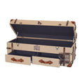 OEM ODM Vintage Trunk Coffee Table Lift Top Canvas Fabric Wooden Rattan Storage Eco-Friendly Durable Living Room Furniture 2