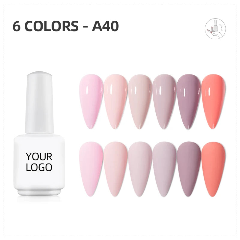 JTING Free Sample Private Label Wholesale Color Soak Off Gel Nail Polish Uv Led Oem 6colors Kit with White Nail Polish Bottle
