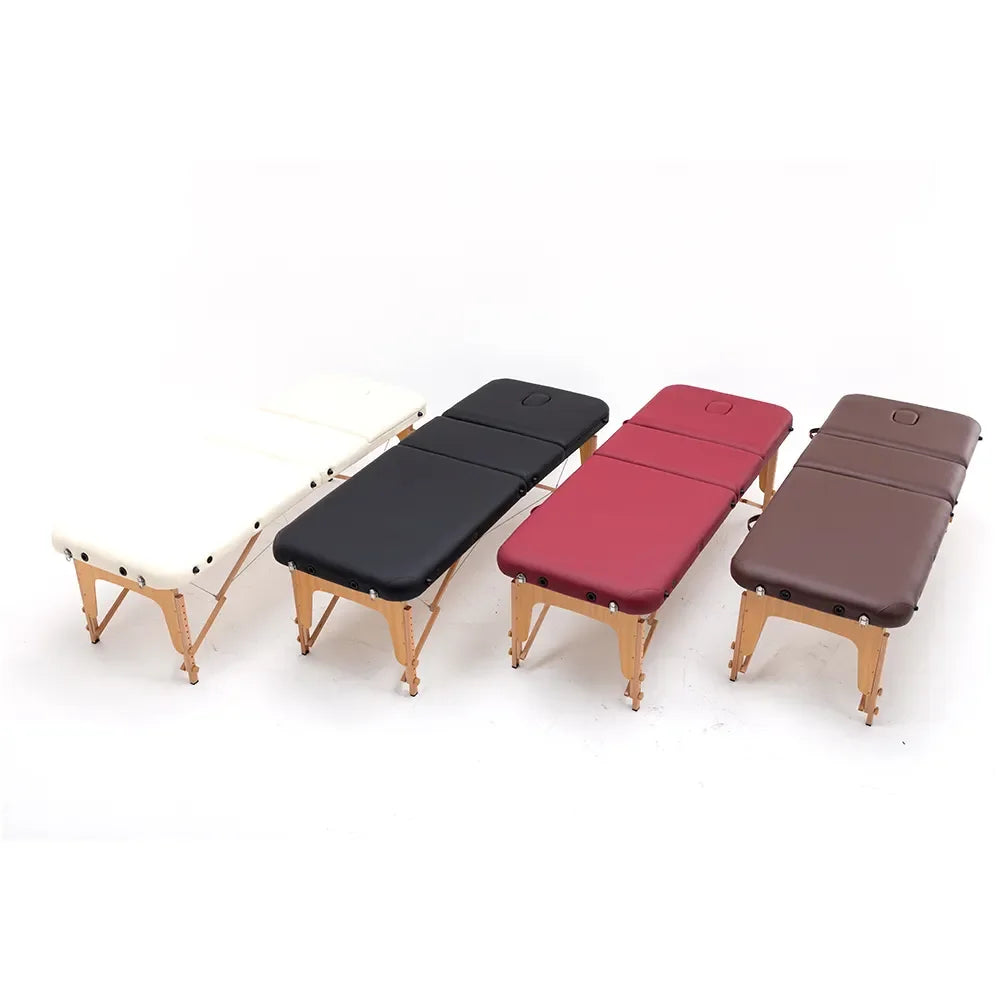 Profesional Adjustable Massga Table Brown Spa Beauty Bed Wooden Massage Bed