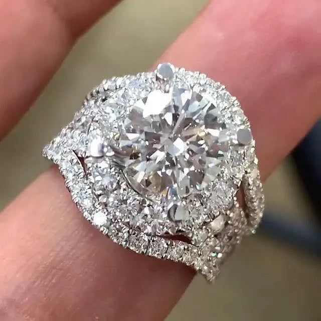 CAOSHI Custom Ring White Cubic Zirconia 925 Silver Plated Luxury High Quality 4 Prong Diamond Womens Wedding Jewelry Ring