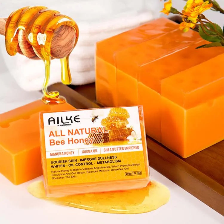 Ailke Natural Bee Honey Shea Butter Nourish Skin Anti Aging Glycerin Whitening Organic Bath Handmade Soap