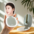Zonyin LED Rechargeable Double-Sided Travel Cosmetic Mirror 3X Magnifying 3 Color Lighting Foldable Pocket Mirror With Lighted