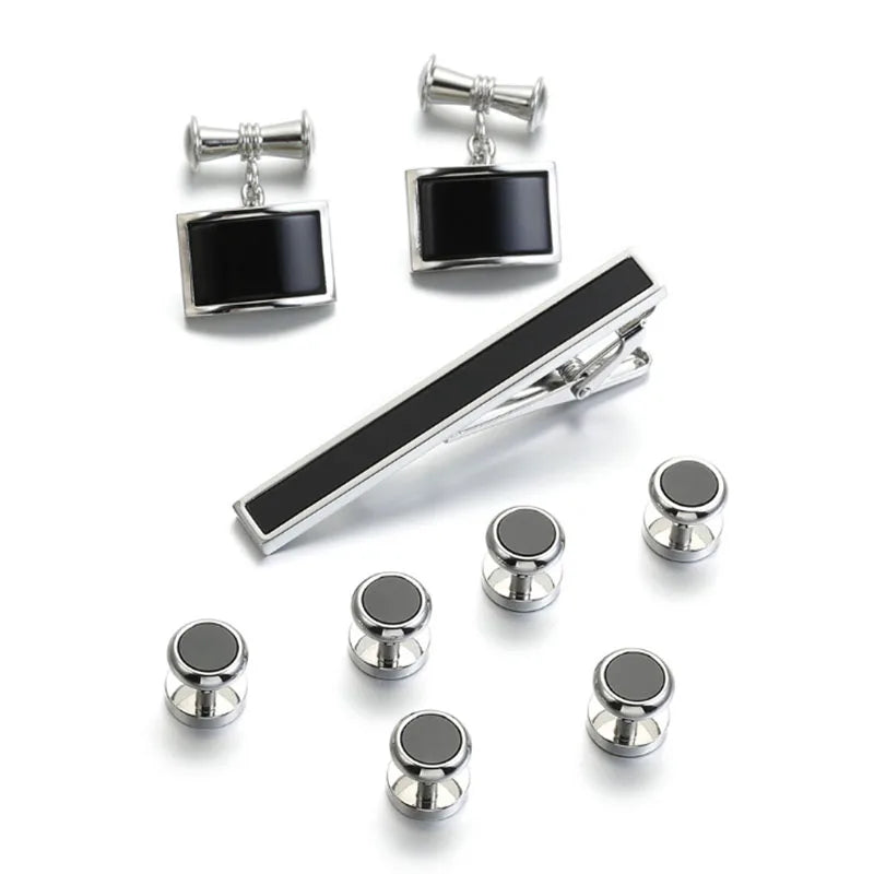 French Shirt Sleeve Placket Button Pin Cufflinks Studs High-quality Dress Cuff Nails 9-piece Copper Cufflink Clip for Men's Suit