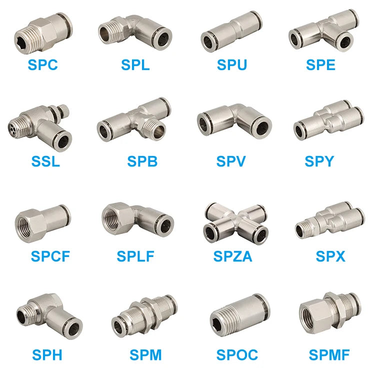SS304 Material Factory 4 6 8 10 12 14 16 BSP 1/8 1/4 3/8 1/2 Stainless Steel Pneumatic Connector Joint Push in Hose Fitting