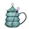 glassware Good Seller Colored Modern Antique Glass Custom Double Wall Christmas Coffee Set Cups Mugs Christmas Tree Mug
